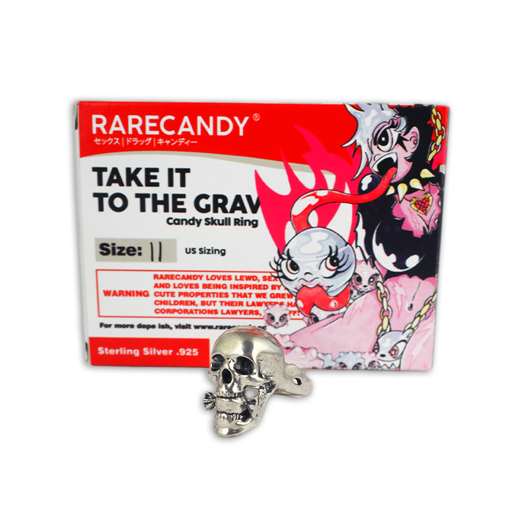 Take it to the Grave - Candy Skull - .925 Sterling Silver Ring